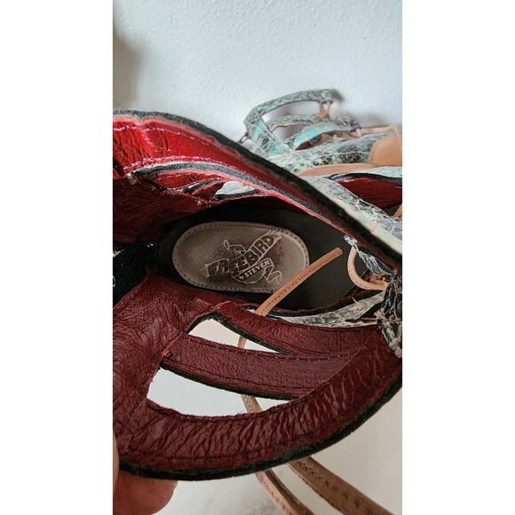 RARE Freebird by Steven Malone US 11 Beige & Croc Ankle Leather Sandals Shoes - Picture 11 of 12